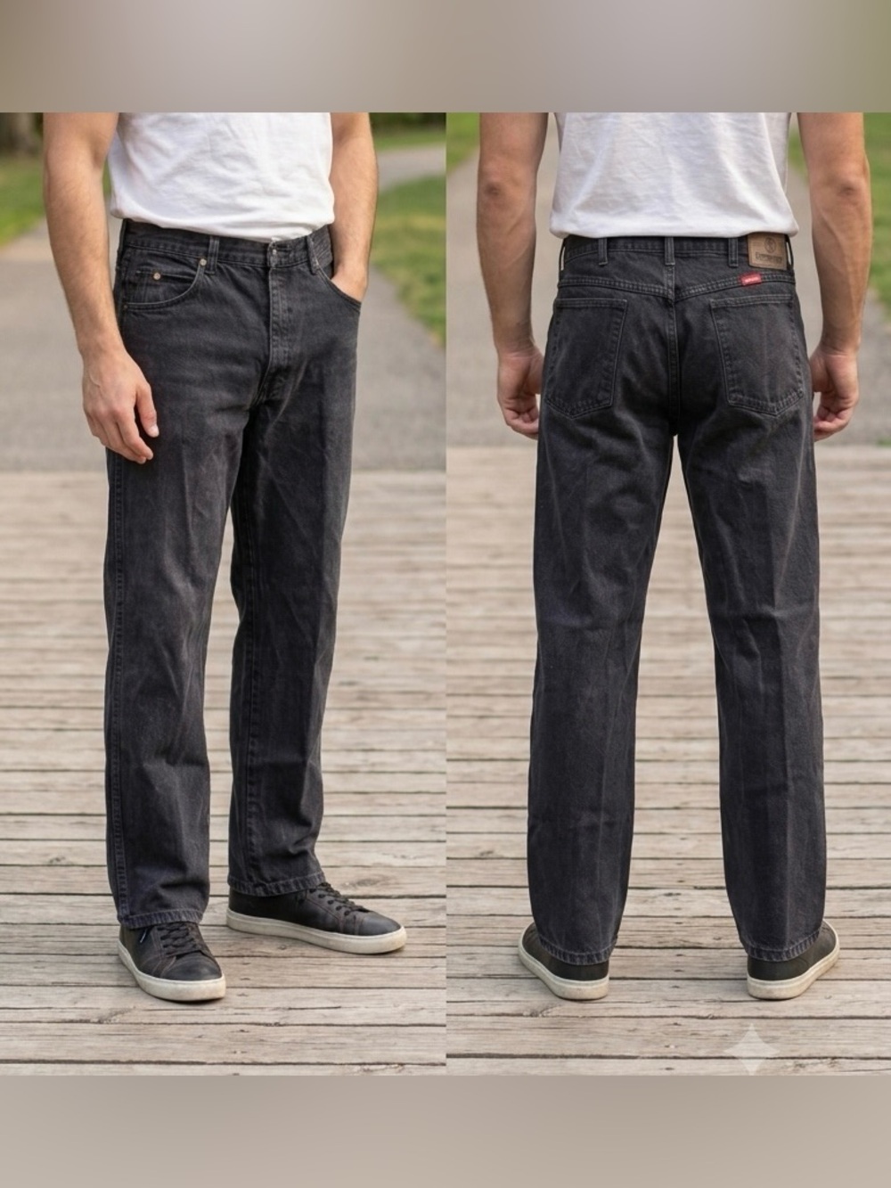 Wrangler Relaxed Straight-Leg Jeans in Washed Black